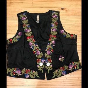 Free People embroidered Boho Vest Sz Medium